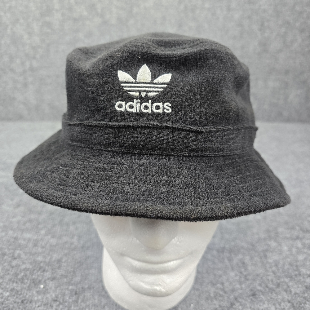 Adidas Originals Terry Cloth Bucket Hat - Black Trefoil Logo - OSFM
